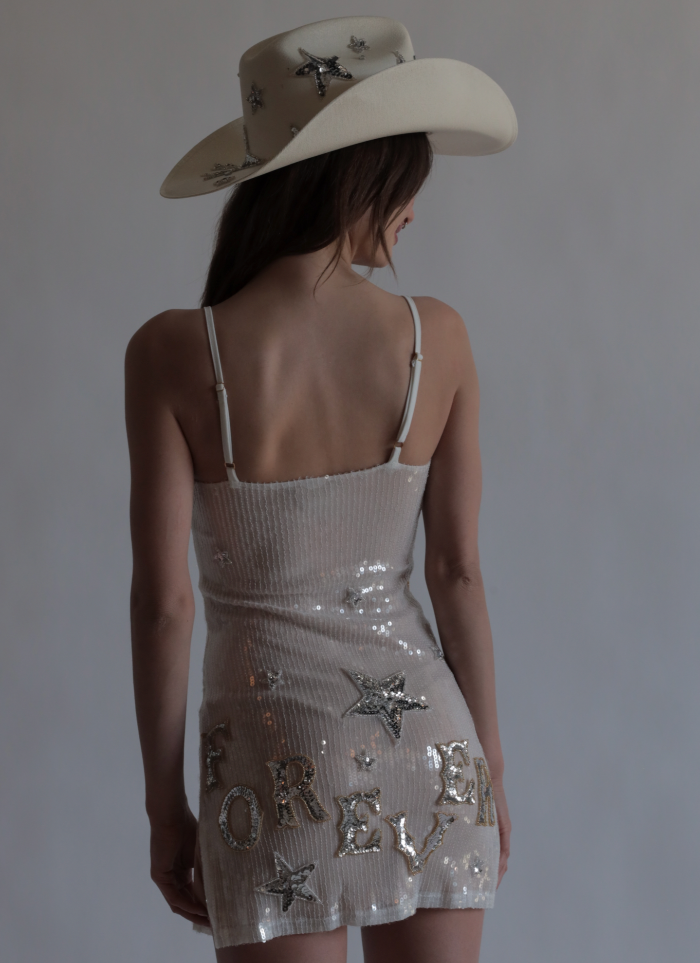 Till death sequin mini dress in white