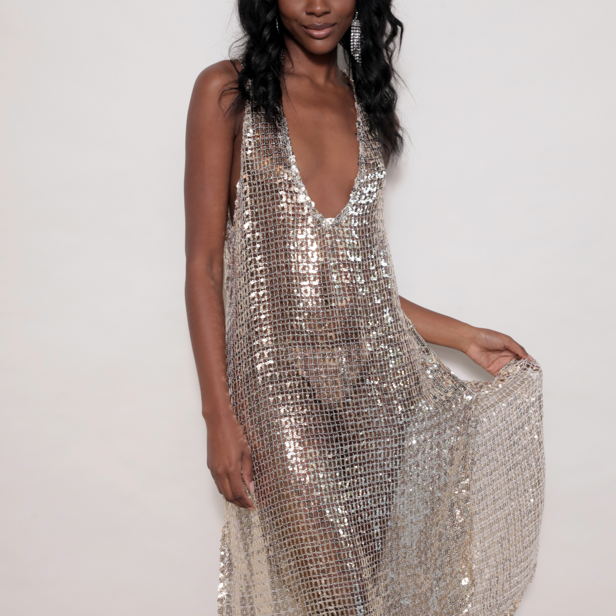Midi Palermo Sequin Square Coverup Dress | EastnWest – eastnwest label