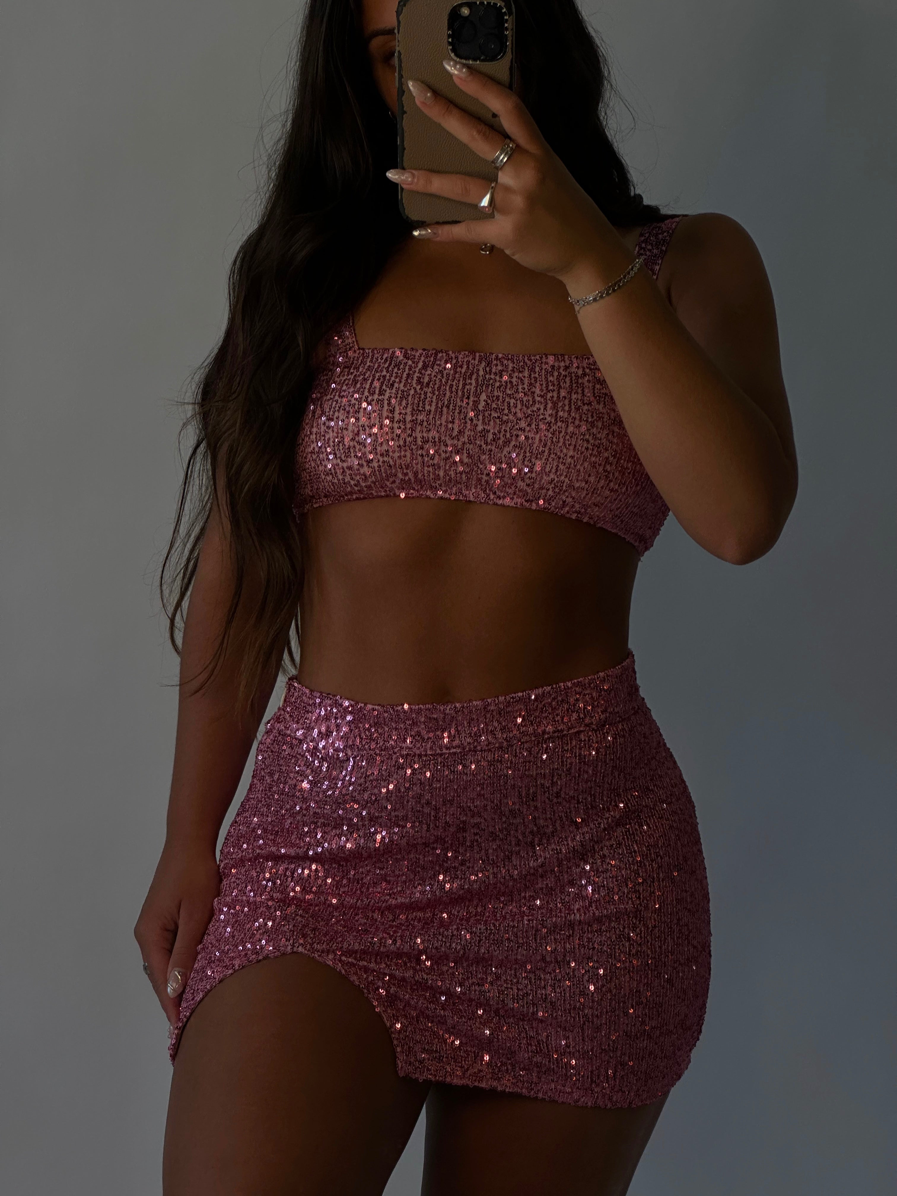 Poppy Mini Skirt 2.0 in Solid Sequin – eastnwest label