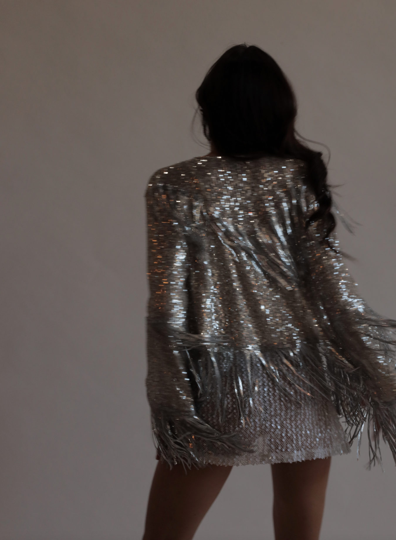 Long sequin coat sales
