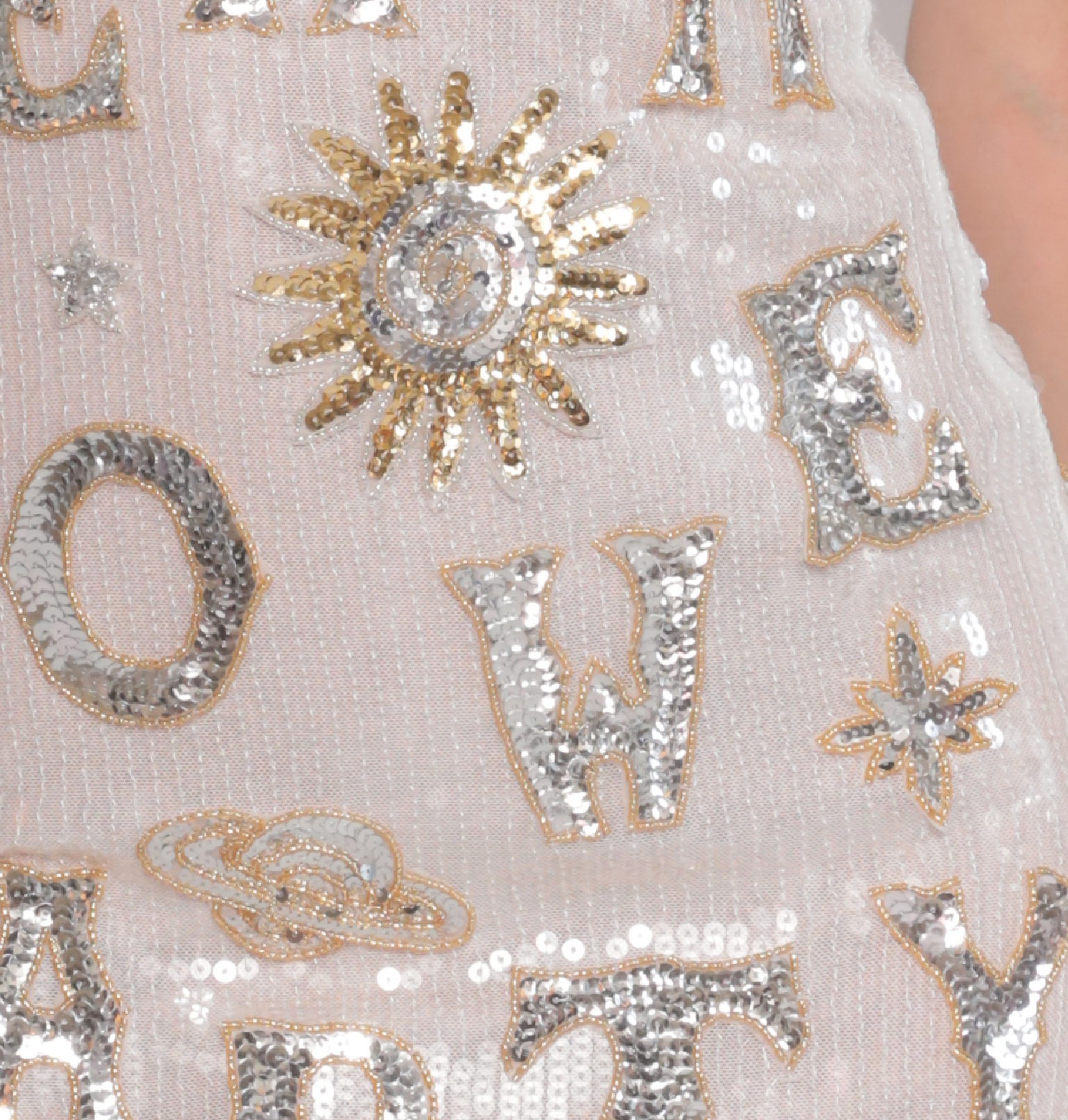 Till death sequin mini dress in white